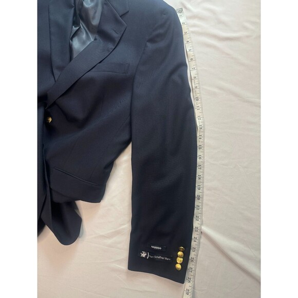 Hart Schaffner Marx Sports Coat Men Size 43L 2 Button Black Classic Wool - Picture 12 of 16